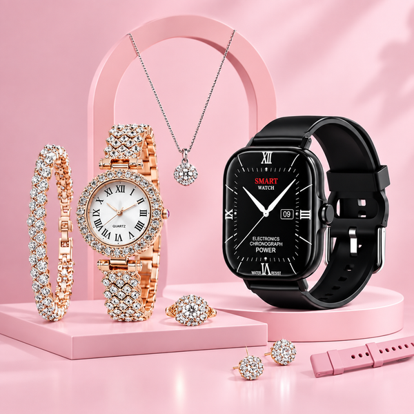 A58 Plus Premium Smart Watch Gift Set – Luxury Watch & Jewelry Collection